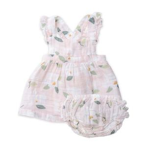 Angel dear magnolias pinafore set 3-6 month NWT